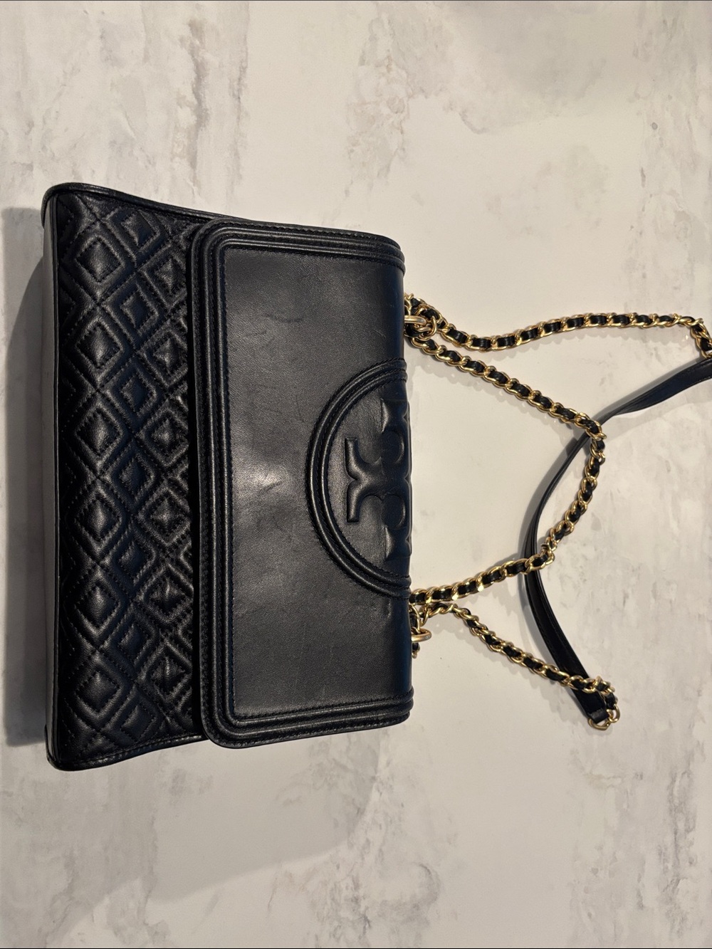 Tory Burch Black Quilted Leather Chain Strap Shoulder Bag with Gold Hardware - Picture 2 of 4
